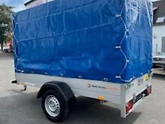 Tieflader Anhänger Saris 255x133x150 cm Plane und Gestell 750 kg