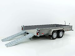 vezeko Baumaschinenanhänger BA 190x390cm 3,5t|grau|Schwenk-Rampen