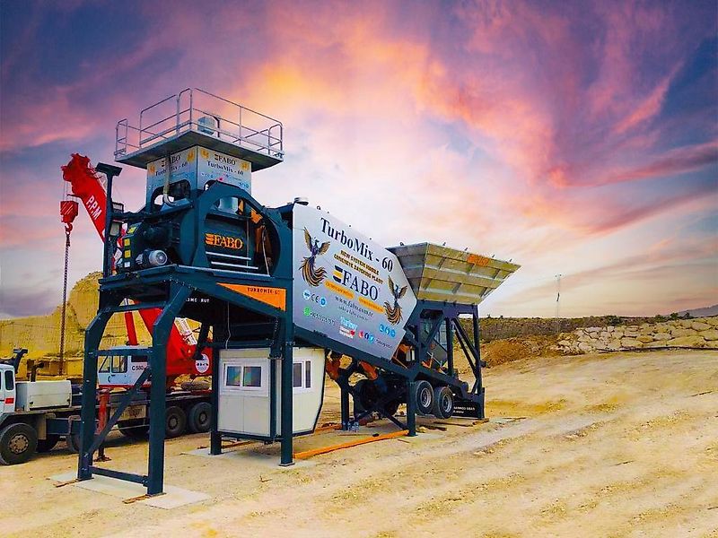 Fabo TURBOMIX-60 MOBILE CONCRETE PLANT WITH PRE-FEEDING SYSTEM