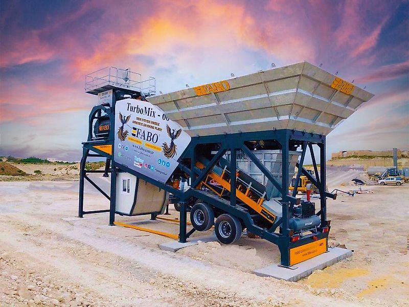 Fabo TURBOMIX-60 MOBILE CONCRETE PLANT WITH PRE-FEEDING SYSTEM