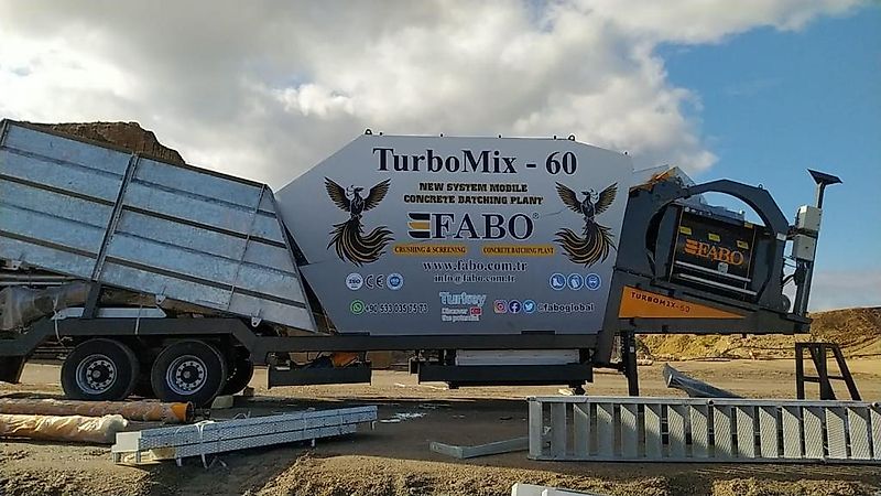 Fabo TURBOMIX-60 MOBILE CONCRETE PLANT WITH PRE-FEEDING SYSTEM