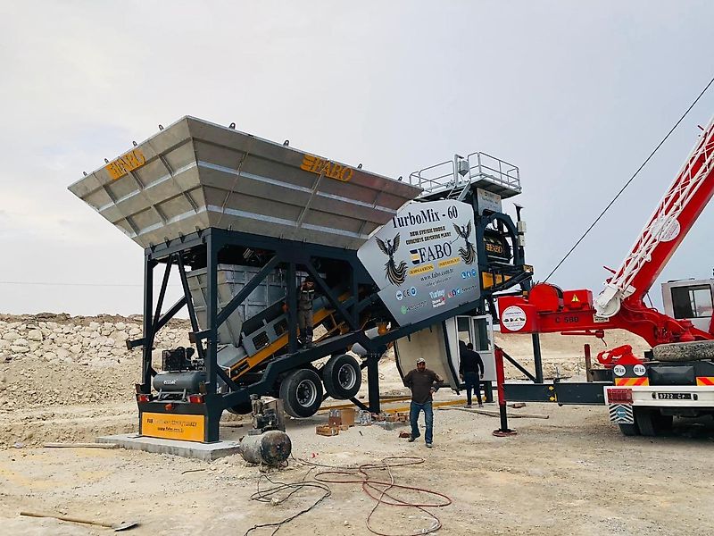 Fabo TURBOMIX-60 MOBILE CONCRETE PLANT WITH PRE-FEEDING SYSTEM